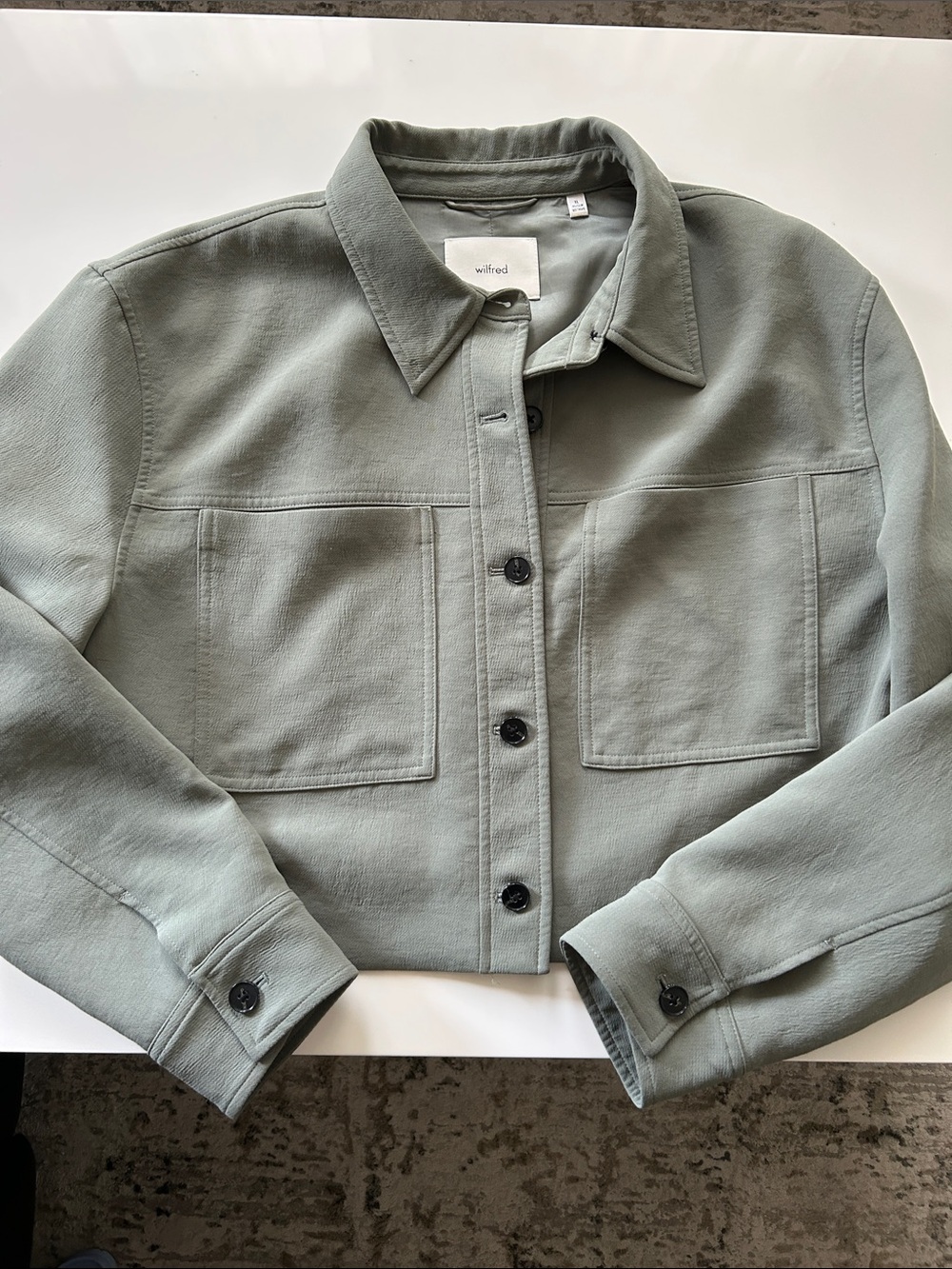 Wilfred Aritzia Little Cropped Jacket in Smoky Sage